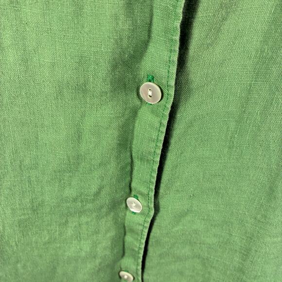 L L bean women linen top XL button coastal beachy vacation tropical spring - Picture 4 of 6